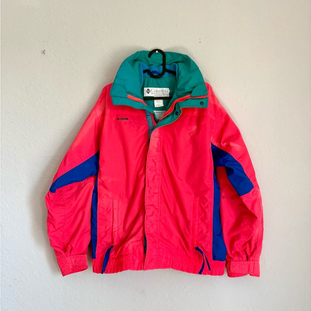 90’s neon colorblock Columbia windbreaker - vintage retro 80’s ski jacket coat